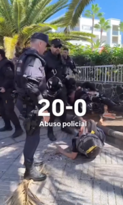 Gran Canaria Süd Maspalomas Demonstranten Beklagen Polizeigewalt